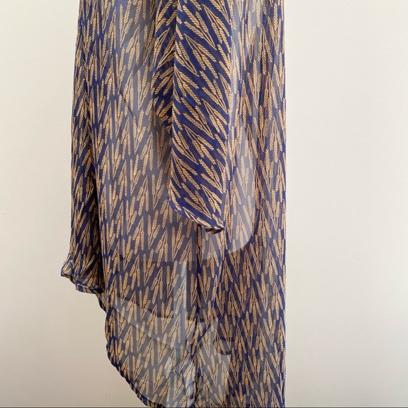 Lularoe Lindsay kimono blue gold wheat chiffon - Picture 6 of 14